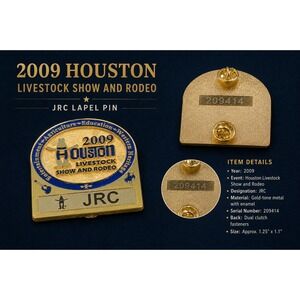 2009 Houston Livestock Show and Rodeo JRC Lapel Pin Gold Tone Enamel Souvenir